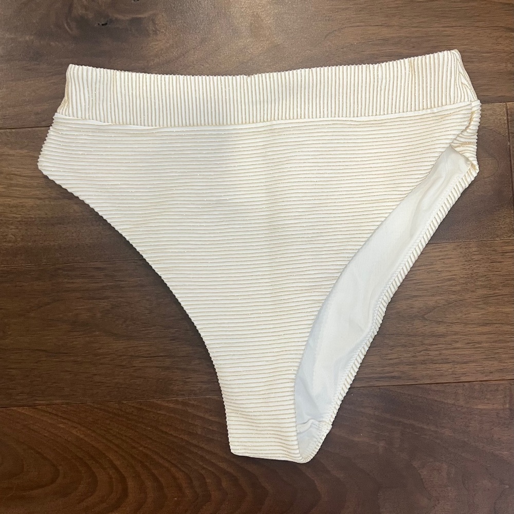 Never been worn gold sparkly ribbed high waisted bathing suit bottom
